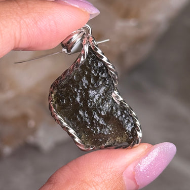 Moldavite Pendant, gemstone jewellery (view 2)