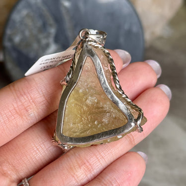 Libyan Desert Glass Pendant, gemstone jewellery (view 3)