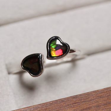 Ammolite Heart Ring, gemstone jewellery (view 2)