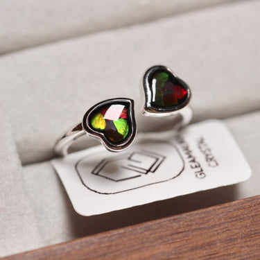 Ammolite Heart Ring, gemstone jewellery (view 3)