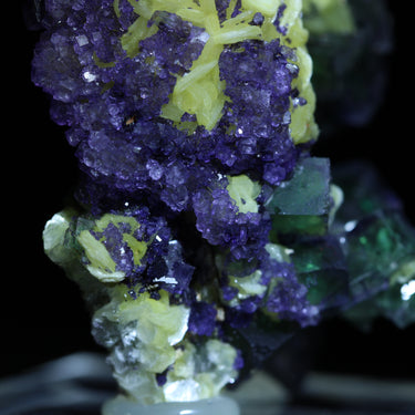 Muscovite & Schorl On Fluorite, natural mineral specimen (view 2)