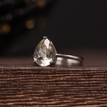 Libyan Desert Glass Teardrop Cut Ring