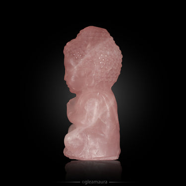 Rose Quartz Buddha, natural mineral specimen (view 2)