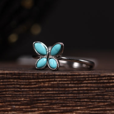Turquoise Butterfly Silver Ring, gemstone jewellery (view 2)
