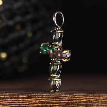 Smoked Opal Cross Pendant, gemstone jewellery (view 2)