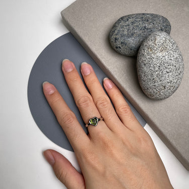 Moldavite Heart Ring, gemstone jewellery (view 3)